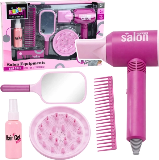 Set de coiffure pour enfants avec sèche-cheveux, miroir et accessoires