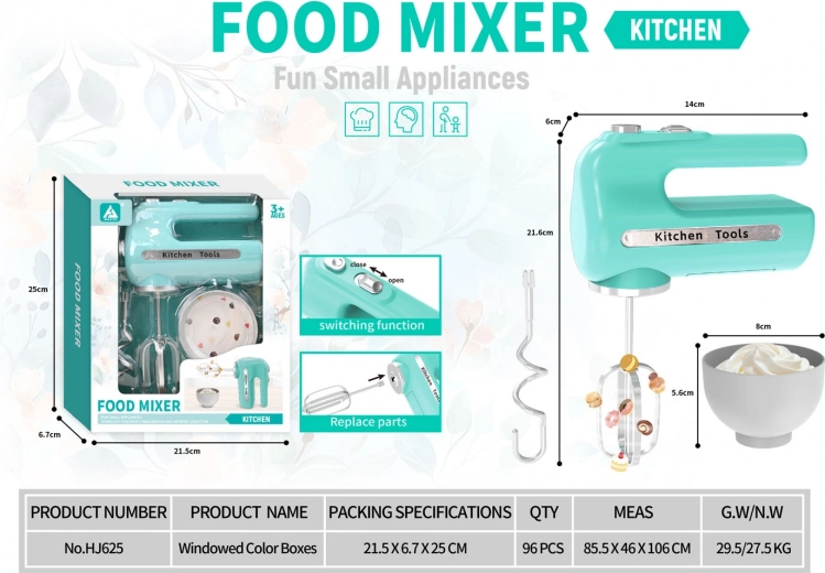 Mixeur pour enfants avec fouets rotatifs et accessoires