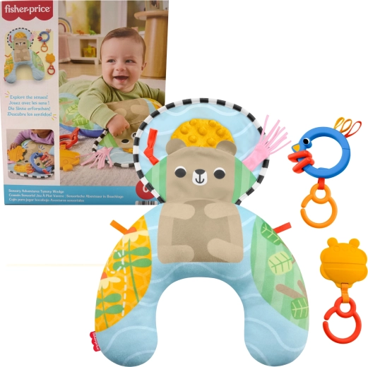 Coussin sensoriel Fisher-Price pour bébé avec jouets à découvrir