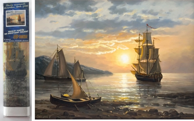 Peinture diamant – voilier 30 × 40 cm