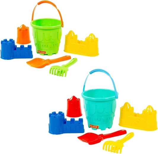 Set de plage pour enfants château – seau, pelle, râteau et moules