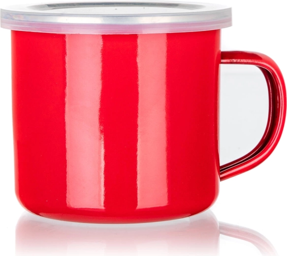 Mug émaillé avec couvercle 0,5 l rouge