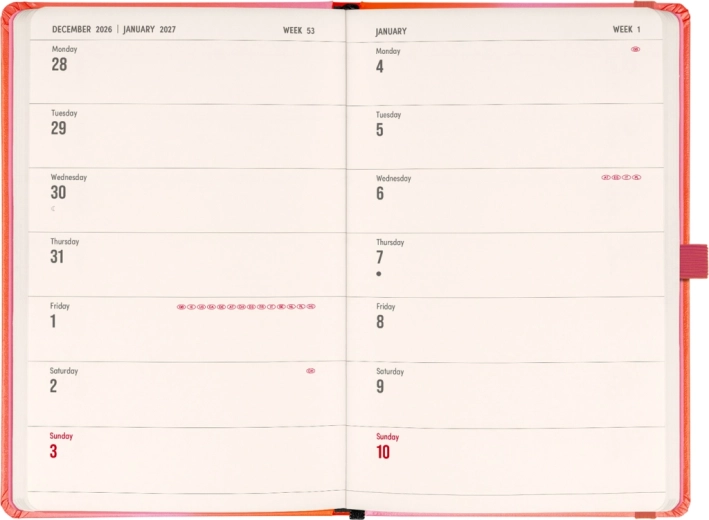 Calendrier clair sur quatorze jours