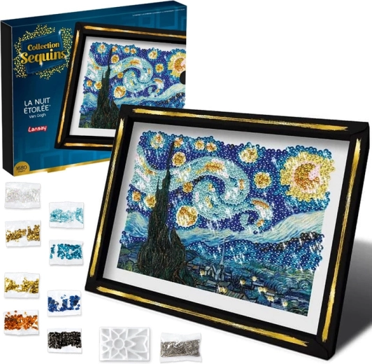 Tableau en paillettes La nuit étoilée – kit créatif