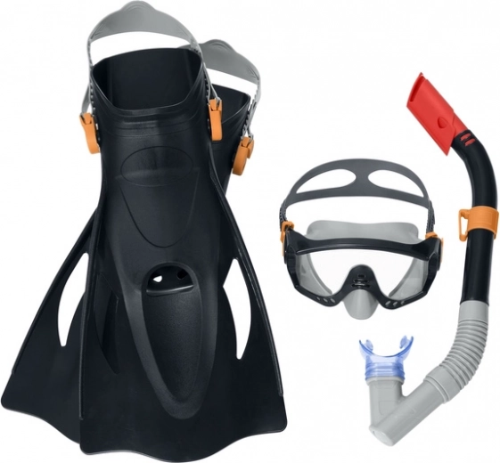 Set de snorkeling avec masque, tuba et palmes noir BESTWAY