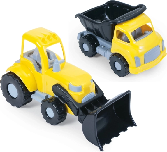 Grand set de chantier : camion-benne et chargeuse sur pneus