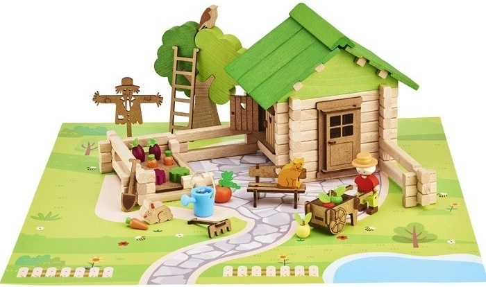 Jeujura – construction en bois : maisonnette avec jardin (135 pièces)