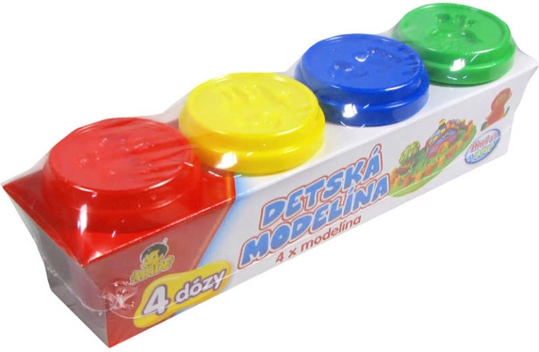 Pâte à modeler pour enfants en pots, 4 couleurs de base - 4 pièces