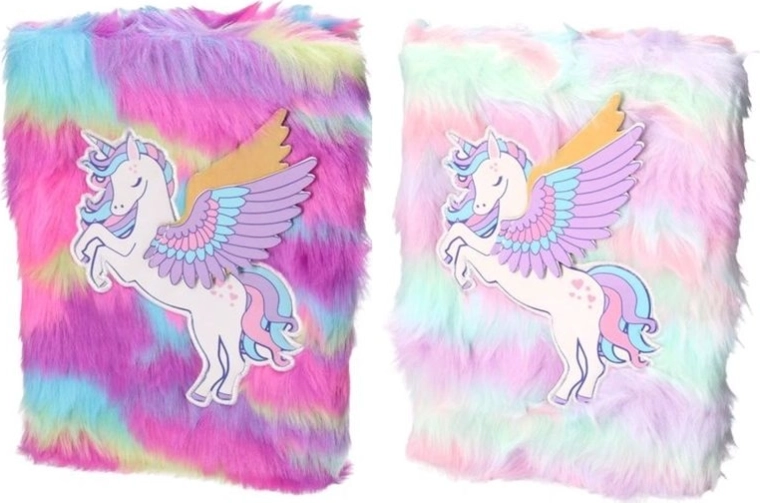 Carnet en peluche licorne 15 × 21 cm