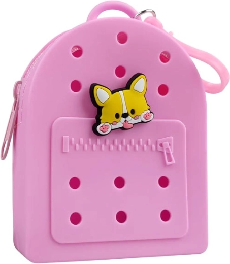 Porte-monnaie en silicone rose Gifty avec pin décoratif