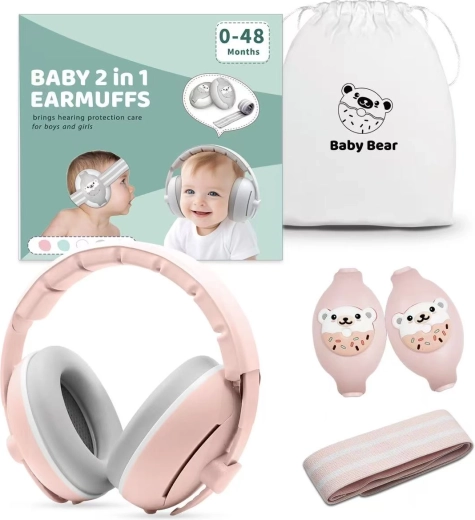 Casque antibruit pour enfants 2-en-1 Doggy rose - 1 pièce