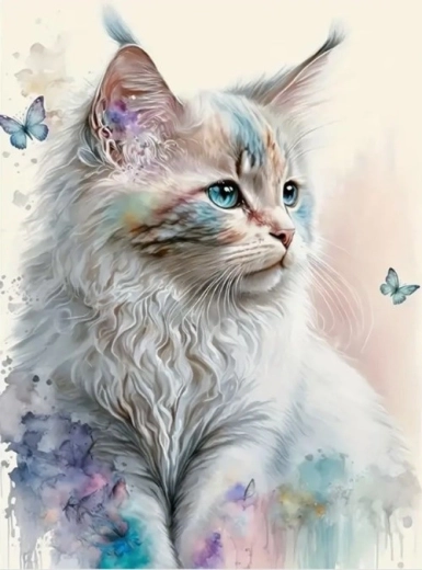Mosaïque de diamants – chat blanc