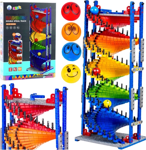 Jeu de construction toboggan à billes en tour de marbre, 550 pièces