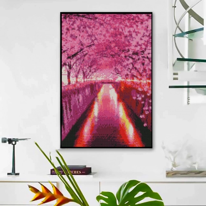 Peinture diamant – allée de cerisiers 30 × 40 cm