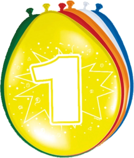 Ballon en latex chiffre 1 (assortiment de couleurs, 1 pièce)