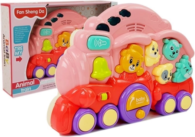 Locomotive rose interactive avec animaux et effets lumineux