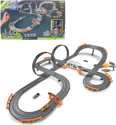 Circuit automobile avec adaptateur et piles pour enfants 6+