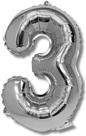 Ballon en aluminium chiffre 3 argenté 40 cm