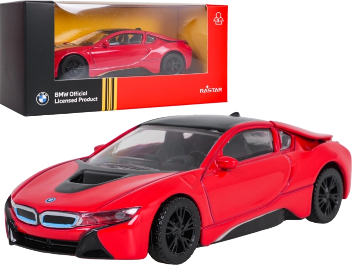Modèle réduit métallique de voiture BMW i8 RASTAR à l’échelle 1:43, rouge