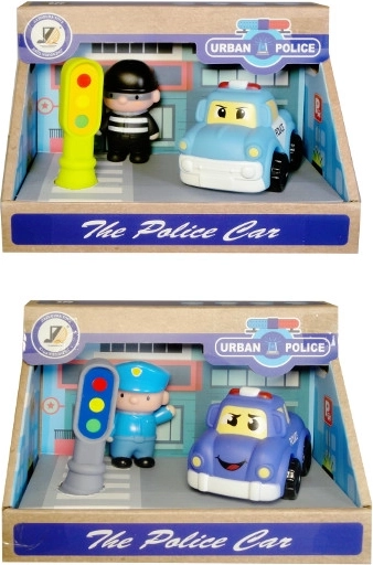 Jouet pour tout-petits – petite voiture de police avec feu tricolore et policier