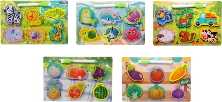 Puzzle en bois pour enfants avec ardoise et feutre