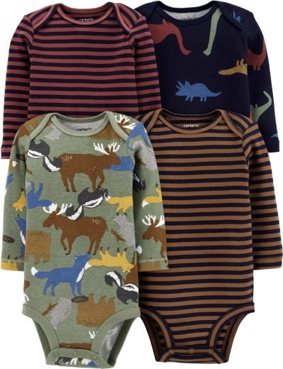 Body bébé Carter's à manches longues brown/navy, 4 pcs, taille 56 (NB)