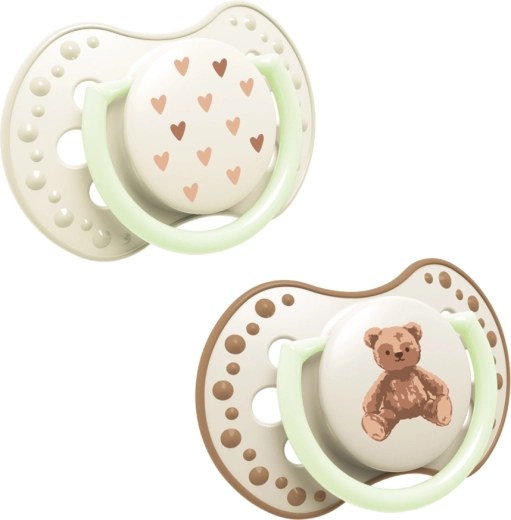 Tétine dynamique lumineuse en silicone LOVI Teddy love 18m+ (2 pcs)