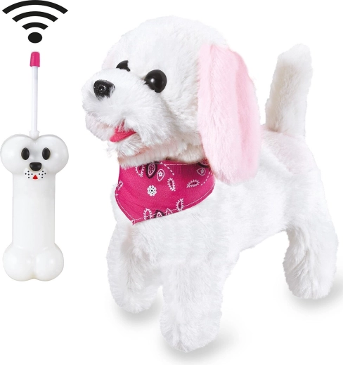 Jamara rc chien en peluche Furry Dog blanc/rose 27 MHz