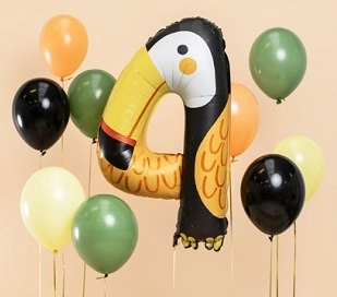 Ballon d’anniversaire en aluminium chiffre 4 toucan 47 × 80 cm