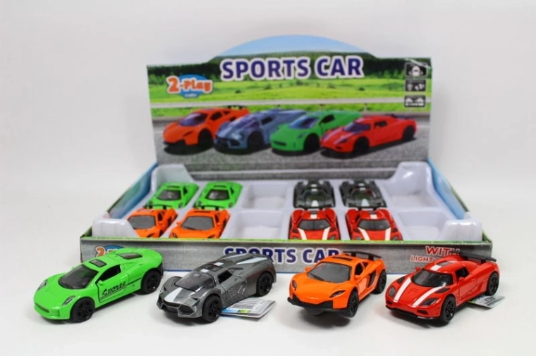 Petite voiture de sport en métal 12 cm avec sons et moteur à friction (assortiment de couleurs)