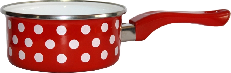 Casserole émaillée avec manche 16 cm, 1,5 l – pois rouges
