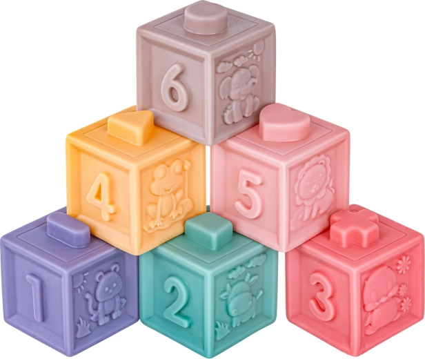 Cubes souples en silicone avec reliefs pour l’apprentissage sensoriel
