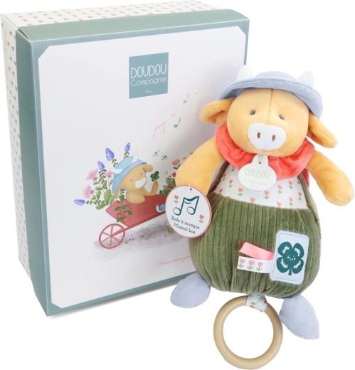 Coffret cadeau Vache en peluche Aneth mélodie 20 cm