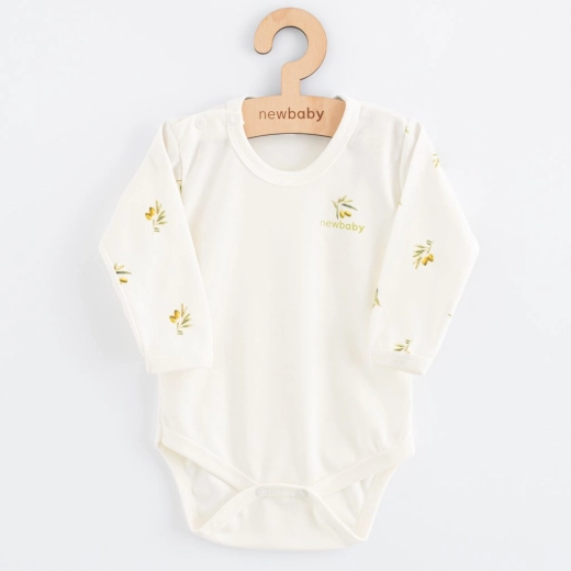 Body bébé à manches longues en coton biologique NEW BABY Olives, taille 74 (6–9 mois)