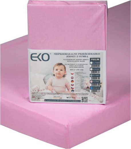 Drap-housse imperméable EKO avec élastique en jersey rose 120 × 60 cm