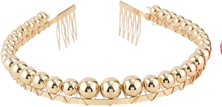 Serre-tête rose avec perles dorées SPARKYS