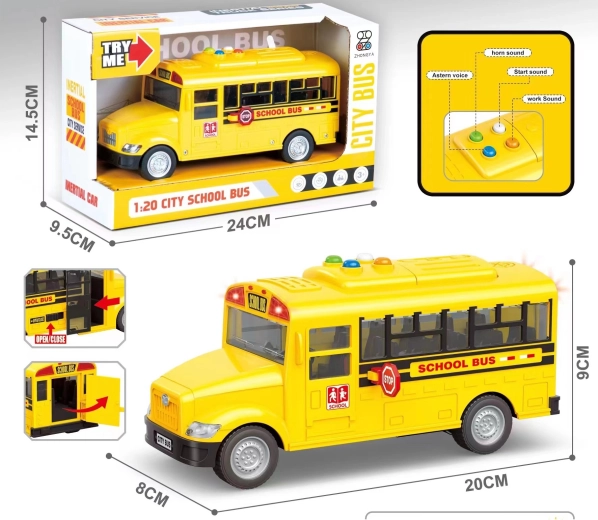 Autobus scolaire avec lumière et son 1:20