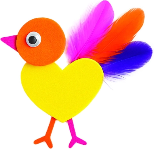 Animaux joyeux en mousse et plumes