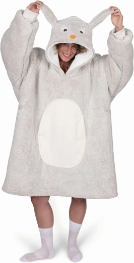 Plaid sweat à capuche douillet Cozy Noxxiez, motif lapin