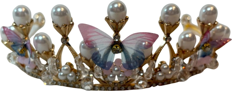 Serre-tête rose Butterfly Crown pour petites filles