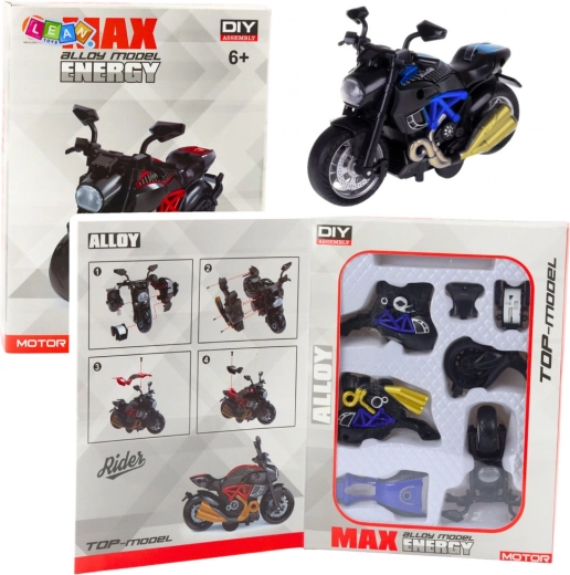 Moto métallique à assembler 1:14 – modèle DIY bleu