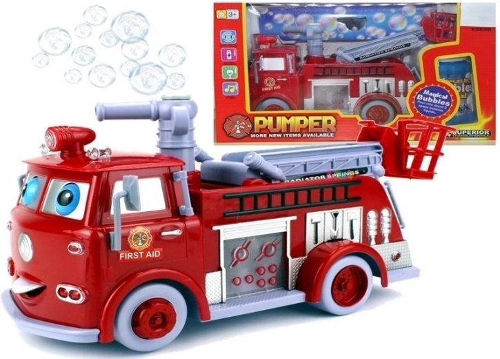 Camion de pompiers interactif avec bulles pour enfants
