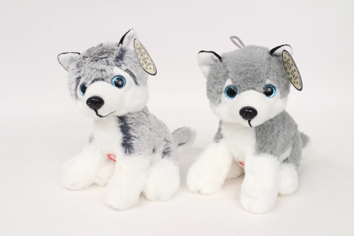 Chien husky en peluche avec son 20 cm - 1 pièce