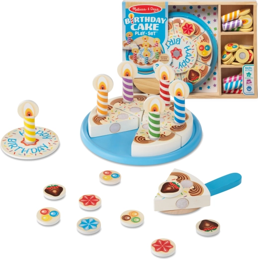 Gâteau d’anniversaire en bois à découper avec accessoires 34 pcs MELISSA & DOUG