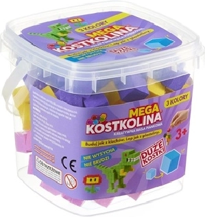 Pâte à modeler Mega Kostkolina violette avec 3 couleurs dans un seau