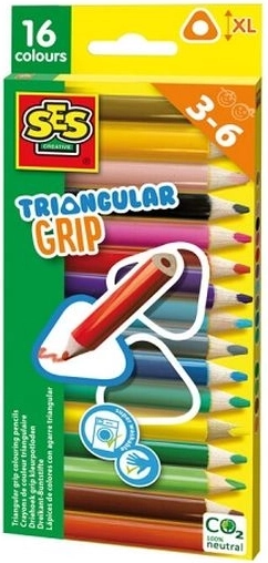 Pastels SES triangulaires épais avec prise ergonomique (16 pièces)