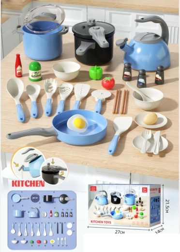 Set de cuisine 32 pièces, bleu