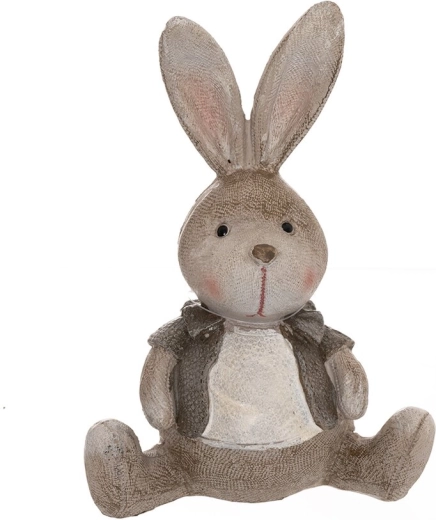 Décoration en céramique lapin beige 14 cm