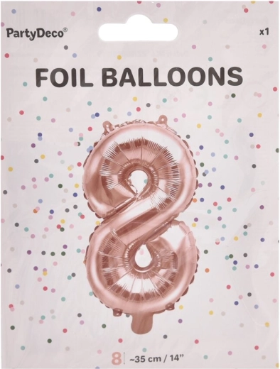 Ballon en aluminium chiffre 8 rose nacré 35 cm