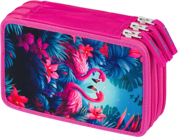Trousse scolaire à trois étages Flamants